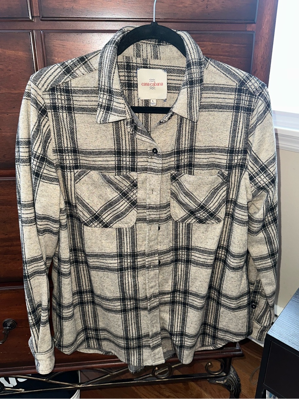 Casa Cabana Women's Black & Cream Plaid Button-Down Shirt